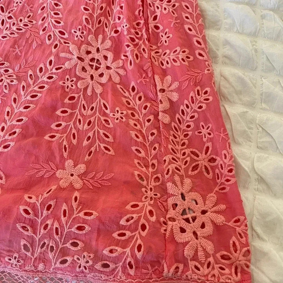 Johnny Was Malfi Salmon eyelit boho mini dress - Picture 5 of 12